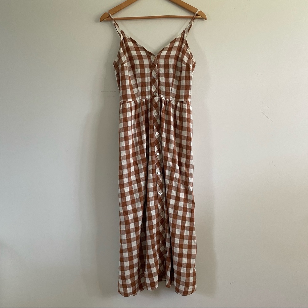 Gingham Maxi Dress w Button Front